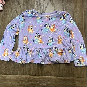 Little Sleepies Bluey Purple Cartoon Top